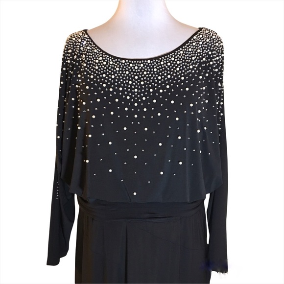 Betsy & Adam Womens Black Embellished Formal Dress Gown Plus 16W - Picture 4 of 12